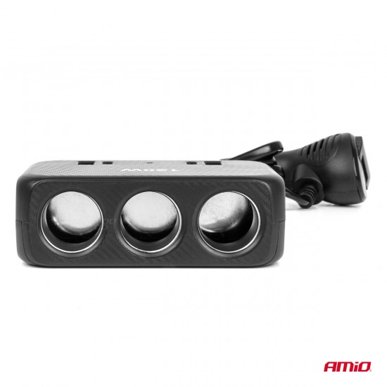 AMC-04366/AM - ΑΝΤΑΠΤΟΡΑΣ ΑΝΑΠΤΗΡΑ 12/24V 120W ΨΗΦΙΑΚΟΣ ΜΑΥΡΟΣ/3 ΘΕΣΕΙΣ/2xUSB-A + 1xUSB-C QC 4.0 ΜΕ ΚΑΛΩΔΙΟ 80cm AMIO - 1 Τεμ. ΑΝΤΑΠΤΟΡΑΣ ΑΝΑΠΤΗΡΑ 12/24V 120W ΨΗΦΙΑΚΟΣ ΜΑΥΡΟΣ/3 ΘΕΣΕΙΣ/2xUSB-A + 1xUSB-C QC 4.0 ΜΕ ΚΑΛΩΔΙΟ 80cm AMIO - 1 Τεμ.