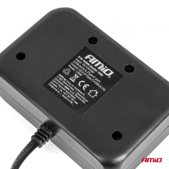 AMC-04366/AM - ΑΝΤΑΠΤΟΡΑΣ ΑΝΑΠΤΗΡΑ 12/24V 120W ΨΗΦΙΑΚΟΣ ΜΑΥΡΟΣ/3 ΘΕΣΕΙΣ/2xUSB-A + 1xUSB-C QC 4.0 ΜΕ ΚΑΛΩΔΙΟ 80cm AMIO - 1 Τεμ. ΑΝΤΑΠΤΟΡΑΣ ΑΝΑΠΤΗΡΑ 12/24V 120W ΨΗΦΙΑΚΟΣ ΜΑΥΡΟΣ/3 ΘΕΣΕΙΣ/2xUSB-A + 1xUSB-C QC 4.0 ΜΕ ΚΑΛΩΔΙΟ 80cm AMIO - 1 Τεμ.
