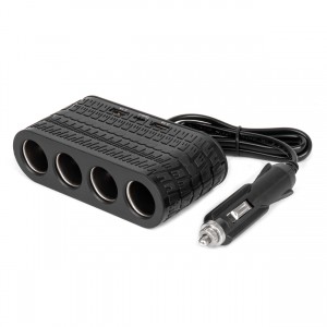 ΑΝΤΑΠΤΟΡΑΣ ΑΝΑΠΤΗΡΑ 12/24V 120W ΜΑΥΡΟΣ - 4 ΘΕΣΕΙΣ - 2xUSB-A + 1xUSB-C - ΚΑΛΩΔΙΟ 80cm AMIO - 1 Τεμ.
