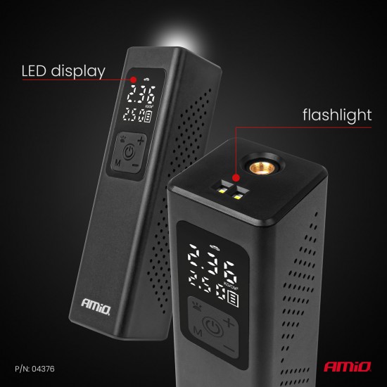 ΚΟΜΠΡΕΣΕΡ ΑΕΡΑ 12V 10BAR 150PSI 20L/MIN 100W ΜΕ ΨΗΦΙΑΚΗ ΟΘΟΝΗ & ΦΑΚΟ LED AMIO 1ΤΕΜ.