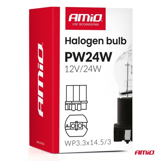 Amio - Λάμπα Αλογόνου PW24W 12V 24W Βάση WP3.3x14.5-3 για Φώτα Ημέρας (DRL) & Θέσης  - 1 τεμ.(04409/AM)