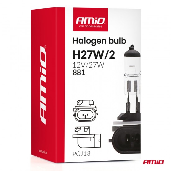 Amio - Λάμπα Αλογόνου H27W/2 (881) 12V 27W PGJ13 – Για Προβολείς Ομίχλης & DRL - 1 τεμ. (04413/AM)