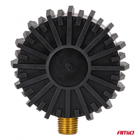 Amio - Επαγγελματικό μηχανικό μανόμετρο πίεσης ελαστικών 16 bar με λαστιχένια προστασία – Αναλογική ένδειξη -1 τεμ. (04467/ΑΜ)