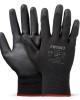 Amio - Γάντια Εργασίας ελαστικά με επικάλυψη πολυουρεθάνης χρώμα μαύρο μέγεθος No.8 - 2 ζευγ. (04631/AM)