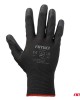 Amio - Γάντια Εργασίας ελαστικά με επικάλυψη πολυουρεθάνης χρώμα μαύρο μέγεθος No.8 - 2 ζευγ. (04631/AM)