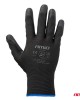 Amio - Γάντια Εργασίας ελαστικά με επικάλυψη πολυουρεθάνης χρώμα μαύρο μέγεθος No.9 - 2 ζευγ. (04632/AM)