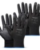 Amio - Γάντια Εργασίας ελαστικά με επικάλυψη πολυουρεθάνης χρώμα μαύρο μέγεθος No.9 - 2 ζευγ. (04632/AM)