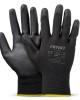 Amio - Γάντια Εργασίας ελαστικά με επικάλυψη πολυουρεθάνης χρώμα μαύρο μέγεθος No.10 - 2 ζευγ. (04633/AM)