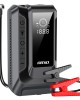 Amio - Φορητός Εκκινητής Μπαταρίας (Jump Starter) 4 σε 1 με ενσωματωμένο Κομπρεσέρ Αέρα, Powerbank και Φακό LED τάση λειτουργίας 12V με χωρητικότητα 12Ah και μέγιστο ρεύμα εκκίνησης 1600A για Επιβατικά Αυτοκίνητα - 1 τεμ. (04677/AM)