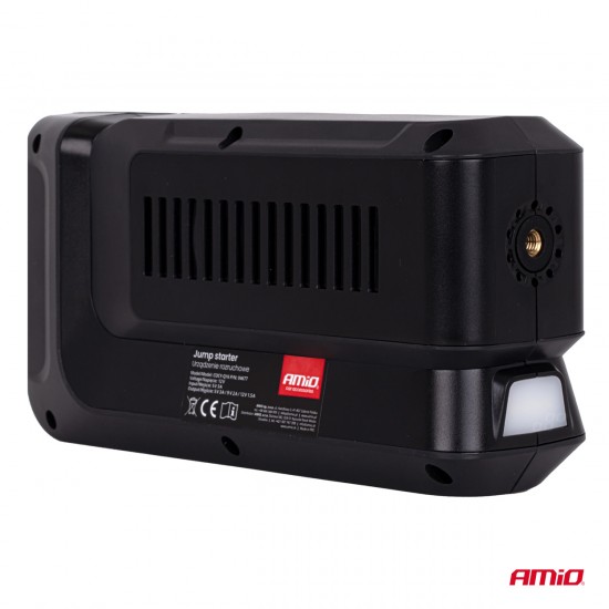 Amio - Φορητός Εκκινητής Μπαταρίας (Jump Starter) 4 σε 1 με ενσωματωμένο Κομπρεσέρ Αέρα, Powerbank και Φακό LED τάση λειτουργίας 12V με χωρητικότητα 12Ah και μέγιστο ρεύμα εκκίνησης 1600A για Επιβατικά Αυτοκίνητα - 1 τεμ. (04677/AM)
