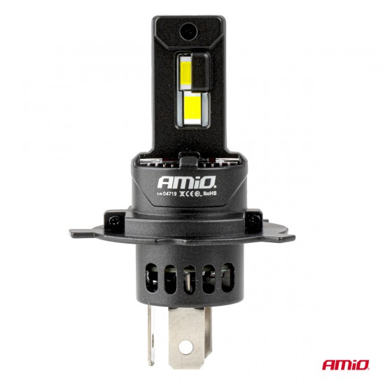 Amio - Λαμπτήρες LED F25 PRO Black Edition H4/H19 70W 12-24V Full CAN Bus με Φωτεινότητα 8000lm σε Ψυχρό Λευκό 6000K για Επιβατικά Αυτοκίνητα & Φορτηγά - Σετ 2 τεμ. (04719/AM)
