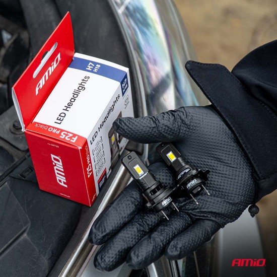 Amio - Λαμπτήρες LED F25 PRO Black Edition H7 68W 12-24V Full CAN Bus με Φωτεινότητα 7646lm σε Ψυχρό Λευκό 6000K για Επιβατικά Αυτοκίνητα & Φορτηγά - Σετ 2 τεμ. (04720/AM)
