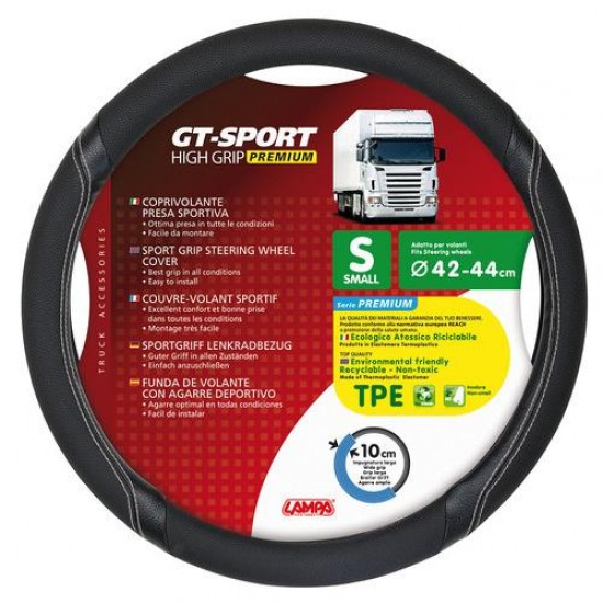 AMC-L9800.7 - Κάλυμμα Τιμονιού Φορτηγού GT-SPORT Μαύρο με Ασημί Ραφή - 42/44 cm small Κάλυμμα Τιμονιού Φορτηγού GT-SPORT Μαύρο με Ασημί Ραφή - 42/44 cm small