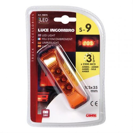 AMC-L9887.6 - Φως Φορτηγού 24V 3LED Πορτοκαλί 103x35mm Φως Φορτηγού 24V 3LED Πορτοκαλί 103x35mm