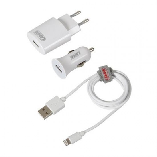 AMC-L3894.3/T - Καλώδιο Φορτισης / Συγχρονισμού USB για Apple 100cm 8pin με αντάπτορα USB αναπτήρα 12V/24V και αντάπτορα 220V Καλώδιο Φορτισης / Συγχρονισμού USB για Apple 100cm 8pin με αντάπτορα USB αναπτήρα 12V/24V και αντάπτορα 220V