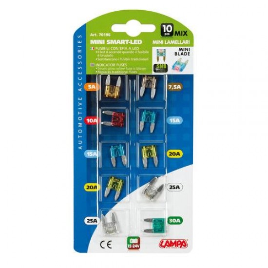 AMC-7019.6-LM - Ασφάλειες Μινι σε Καρτέλα 10τεμ. SMART-LED Ασφάλειες Μινι σε Καρτέλα 10τεμ. SMART-LED