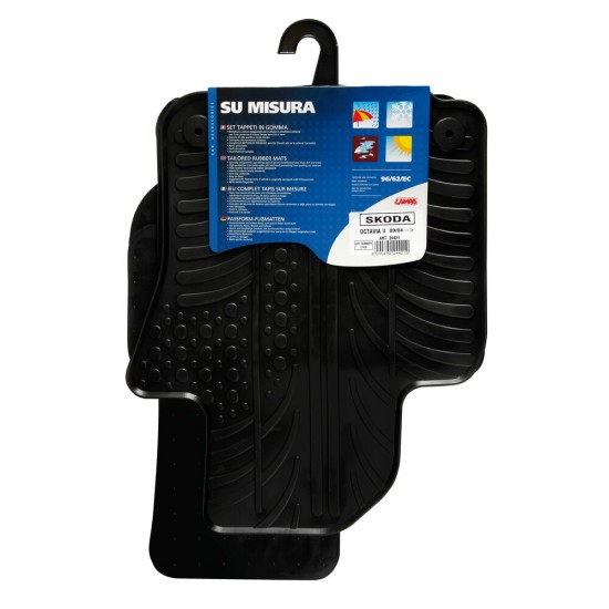 ΜΑΡΚΕ ΠΑΤΑΚΙΑ ΣΕ ΣΚΑΦΗ ΛΑΣΤΙΧΟ ΓΙΑ SKODA OCTAVIA 5 09/2004-02/2013 / SKODA OCTAVIA WAGON 01/2005-04/2013 SUMISURA ΣΕ ΜΑΥΡΟ ΧΡΩΜΑ ME ΚΟΥΜΠΩΜΑΤΑ LAMPA - 4 ΤΕΜ.