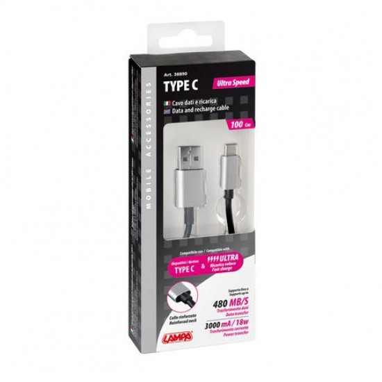 AMC-L3889.0/T - Καλώδιο Usb Type-C - 100 cm Καλώδιο Usb Type-C - 100 cm