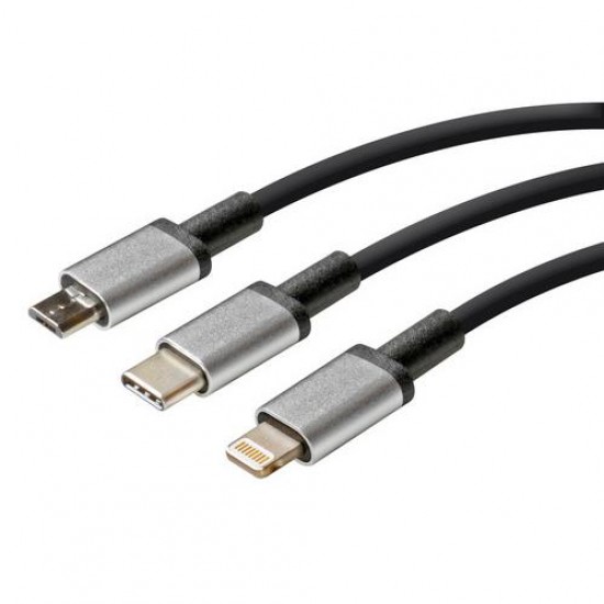 AMC-L3884.7/T - ΚΑΛΩΔΙΟ USB ΦΟΡΤΙΣΗΣ CERBERO 100 cm (3 ΑΝΤΑΠΤΟΡΕΣ TYPE C/APPLE/MICRO USB - 8 PIN) SILVER LINE ΚΑΛΩΔΙΟ USB ΦΟΡΤΙΣΗΣ CERBERO 100 cm (3 ΑΝΤΑΠΤΟΡΕΣ TYPE C/APPLE/MICRO USB - 8 PIN) SILVER LINE