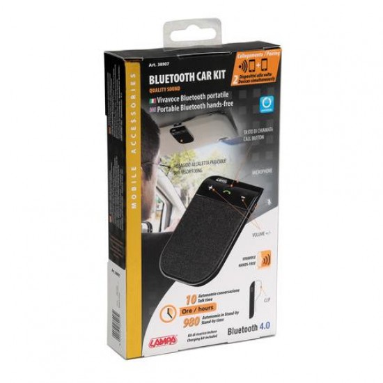 AMC-L3890.7/T - ΦΟΡΗΤΟ BLUETOOTH CAR KIT ΓΙΑ 2 ΣΥΣΚΕΥΕΣ ΜΕ ΗΧΕΙΟ ΚΑΙ ΚΛΙΠ ΦΟΡΗΤΟ BLUETOOTH CAR KIT ΓΙΑ 2 ΣΥΣΚΕΥΕΣ ΜΕ ΗΧΕΙΟ ΚΑΙ ΚΛΙΠ
