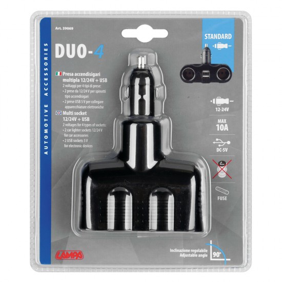 ΑΝΤΑΠΤΟΡΑΣ ΑΝΑΠΤΗΡΑ 2 ΦΙΣ ΑΝΑΠΤΗΡΑ+2 USB 12/24V DUO-4