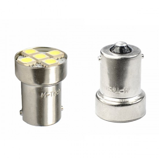 AMC-LB075W/MT - Λάμπα Ba15s (R10W /P21W) 5xSMD 5050 12V Λευκή 2τεμ Λάμπα Ba15s (R10W /P21W) 5xSMD 5050 12V Λευκή 2τεμ