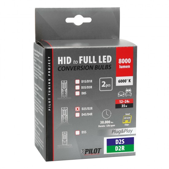 AMC-L5855.1 - D2S/D2R 12/24V 35W 6.000K 8000lm LED SEOUL CSP-3570chips CAN BUS PLUG & PLAY LAMPA - 2ΤΕΜ. D2S/D2R 12/24V 35W 6.000K 8000lm LED SEOUL CSP-3570chips CAN BUS PLUG & PLAY LAMPA - 2ΤΕΜ.