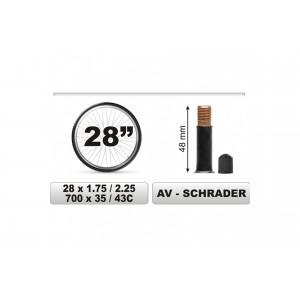 CarCommerce - ΣΑΜΠΡΕΛΑ ΠΟΔΗΛΑΤΟΥ 28χ1.75/2.25 ΜΕΓΑΛΗ ΒΑΛΒΙΔΑ (48mm) - 1 τεμ. (68381-CC)