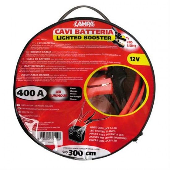 AMC-L7012.0 - Καλώδια Φορτισης 300CM 400AMP 12V με φως LED Καλώδια Φορτισης 300CM 400AMP 12V με φως LED