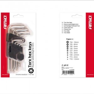 Amio - ΑΛΕΝ TORX ΚΟΝΤΑ 125mm TKS - 9 ΤΕΜ. (01040/AM) Amio - ΑΛΕΝ TORX ΚΟΝΤΑ 125mm TKS - 9 ΤΕΜ. (01040/AM)