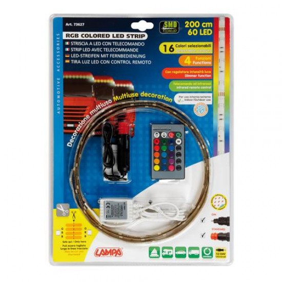 AMC-L7362.7 - ΤΑΙΝΙΑ 60LED 12/24V RGB MULTICOLOR 200cm ΜΕ ΦΙΣ ΑΝΑΠΤΗΡΑ ΚΑΙ ΤΗΛΕΧΕΙΡΙΣΜΟ 16 ΧΡΩΜΑΤΩΝ ΚΑΙ 3 ΧΡΗΣΕΩΝ ΤΑΙΝΙΑ 60LED 12/24V RGB MULTICOLOR 200cm ΜΕ ΦΙΣ ΑΝΑΠΤΗΡΑ ΚΑΙ ΤΗΛΕΧΕΙΡΙΣΜΟ 16 ΧΡΩΜΑΤΩΝ ΚΑΙ 3 ΧΡΗΣΕΩΝ