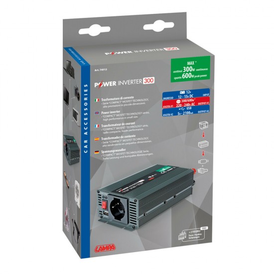 AMC-L7451.2 - POWER INVERTER 300 ΜΕΤΑΤΡΟΠΕΑΣ 12V > 220V MAX POWER 300W - PEAK POWER 600W POWER INVERTER 300 ΜΕΤΑΤΡΟΠΕΑΣ 12V > 220V MAX POWER 300W - PEAK POWER 600W