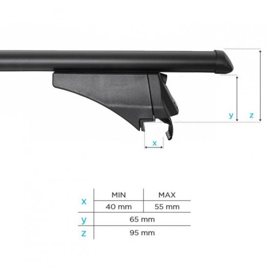 MENABO - Μπάρες Οροφής Αλουμινίου Tiger Black 118.5 Cm Σε Μαύρο Χρώμα Για Skoda Kamiq (Nw) 12/2019 > 02/2024 5πορτο / SUV Με Flush Ή Raised Rails - 2 Τεμ. (8590/MB)