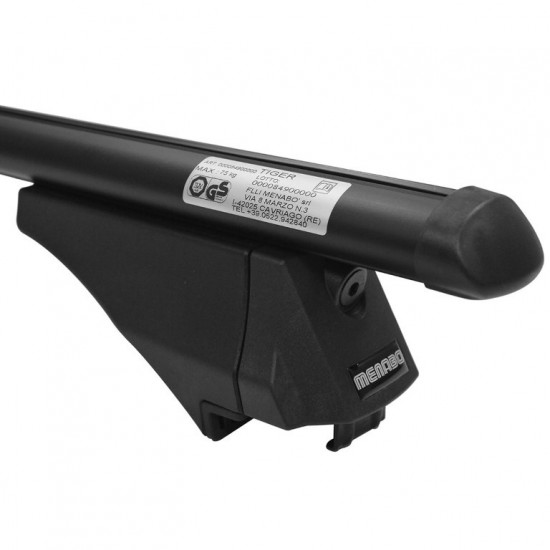 MENABO - Μπάρες Οροφής Αλουμινίου Tiger Black 118.5 Cm Σε Μαύρο Χρώμα Για Skoda Kamiq (Nw) 12/2019 > 02/2024 5πορτο / SUV Με Flush Ή Raised Rails - 2 Τεμ. (8590/MB)