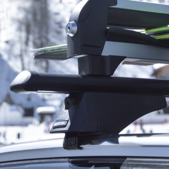 MENABO - Μπάρες Οροφής Αλουμινίου Tiger Black 118.5 Cm Σε Μαύρο Χρώμα Για Skoda Kamiq (Nw) 12/2019 > 02/2024 5πορτο / SUV Με Flush Ή Raised Rails - 2 Τεμ. (8590/MB)