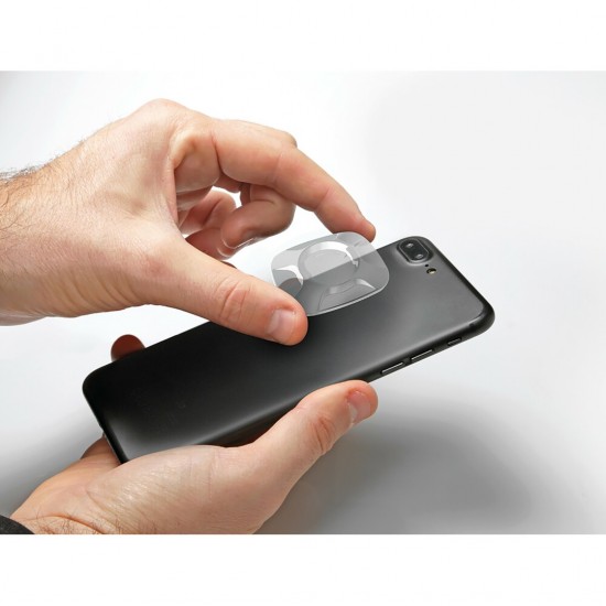 Αυτοκόλλητος Αντάπτορας Κινητού της σειράς Optiline Universal Εφαρμογής σε Διάφανο Χρώμα με διαστάσεις 39 x 46,5 mm, συμβατός με Βάσεις Στήριξης Κινητού Optiline για Μηχανή με σύστημα Duolock