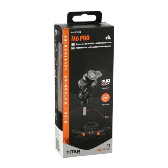 Βιδωτή Βάση Στήριξης Κινητού M6 Pro της σειράς Titan Optiline για τις Βίδες στα Καβαλέτα ή στους Διακόπτες στο Τιμόνι Μηχανής με σπείρωμα M6 και σύστημα Duolock, συμβατή με Θήκες ή Αντάπτορες Κινητού Optiline