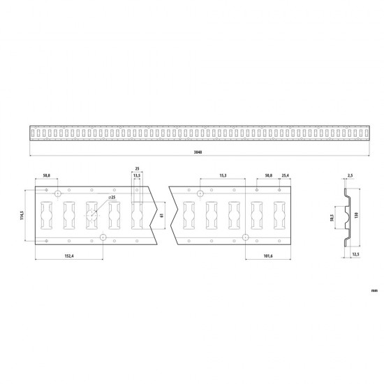 ΜΠΑΡΑ ΣΙΔΗΡΟΥ (ΚΟΦΑΣ) ΓΙΑ ΚΑΡΟΤΣΑ ΔΙΑΤΡΗΤΗ ΓΙΑ ΥΠΟΔΟΧΗ ΓΑΝΤΖΩΝ 3000x12x131mm/ max 1100kg 1ΤΕΜ