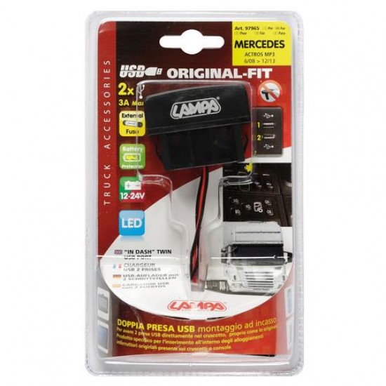AMC-L9796.5 - MERCEDES ACTROS MP3 08-13 ΑΝΤΑΠΤΟΡΑΣ ΔΙΠΛΟΣ USB 12/24V 3A ΜΕ ΚΑΛΩΔΙΟ 15cm MERCEDES ACTROS MP3 08-13 ΑΝΤΑΠΤΟΡΑΣ ΔΙΠΛΟΣ USB 12/24V 3A ΜΕ ΚΑΛΩΔΙΟ 15cm