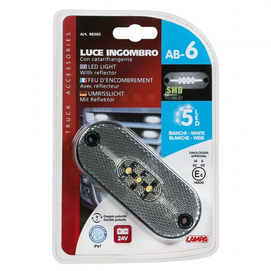 AMC-L9838.5 - ΦΩΣ ΟΓΚΟΥ ΦΟΡΤΗΓΟΥ 24V 5LED 108x44mm ΛΕΥΚΟ ΑΔΙΑΒΡΟΧΟ LAMPA -1ΤΕΜ. ΦΩΣ ΟΓΚΟΥ ΦΟΡΤΗΓΟΥ 24V 5LED 108x44mm ΛΕΥΚΟ ΑΔΙΑΒΡΟΧΟ LAMPA -1ΤΕΜ.
