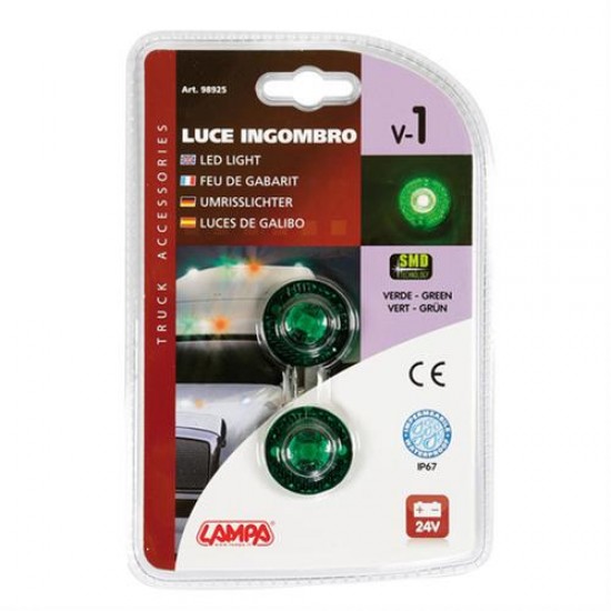 AMC-L9892.5 - Φώτα Ογκου Φορτηγού 24V 1 Led 2τεμ Πράσινα V-1 Φώτα Ογκου Φορτηγού 24V 1 Led 2τεμ Πράσινα V-1