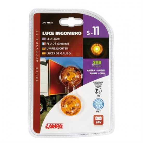 AMC-L9892.8 - Φώτα Ογκου Φορτηγού 24V 1 Led 2τεμ Πορτοκαλί S-11 Φώτα Ογκου Φορτηγού 24V 1 Led 2τεμ Πορτοκαλί S-11