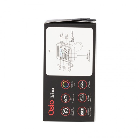 AMC-OFT-4260BT/OSIO - FM TRANSMITTER ΑΝΑΠΤΗΡΑ 12V ΜΕ BLUETOOTH OFT-4260BT ΦΟΡΤΙΣΤΗ USB TYPE-A + USB TYPE-C OSIO FM TRANSMITTER ΑΝΑΠΤΗΡΑ 12V ΜΕ BLUETOOTH OFT-4260BT ΦΟΡΤΙΣΤΗ USB TYPE-A + USB TYPE-C OSIO