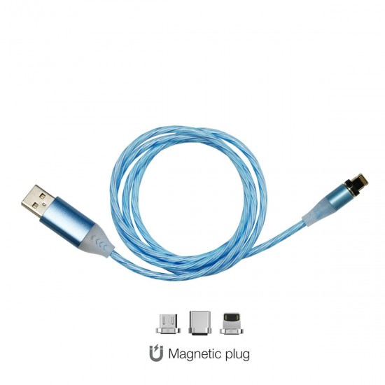AMC-SRCLC - ΚΑΛΩΔΙΟ USB ΦΟΡΤΙΣΗΣ & ΣΥΓΧΡΟΝΙΣΜΟΥ MICRO USB/TYPE-C/LIGHTING ΜΕ ΜΑΓΝΗΤΙΚΗ ΥΠΟΔΟΧΗ & ΜΠΛΕ ΦΩΣ 100 cm ΚΑΛΩΔΙΟ USB ΦΟΡΤΙΣΗΣ & ΣΥΓΧΡΟΝΙΣΜΟΥ MICRO USB/TYPE-C/LIGHTING ΜΕ ΜΑΓΝΗΤΙΚΗ ΥΠΟΔΟΧΗ & ΜΠΛΕ ΦΩΣ 100 cm