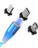 AMC-SRCLC - ΚΑΛΩΔΙΟ USB ΦΟΡΤΙΣΗΣ & ΣΥΓΧΡΟΝΙΣΜΟΥ MICRO USB/TYPE-C/LIGHTING ΜΕ ΜΑΓΝΗΤΙΚΗ ΥΠΟΔΟΧΗ & ΜΠΛΕ ΦΩΣ 100 cm ΚΑΛΩΔΙΟ USB ΦΟΡΤΙΣΗΣ & ΣΥΓΧΡΟΝΙΣΜΟΥ MICRO USB/TYPE-C/LIGHTING ΜΕ ΜΑΓΝΗΤΙΚΗ ΥΠΟΔΟΧΗ & ΜΠΛΕ ΦΩΣ 100 cm