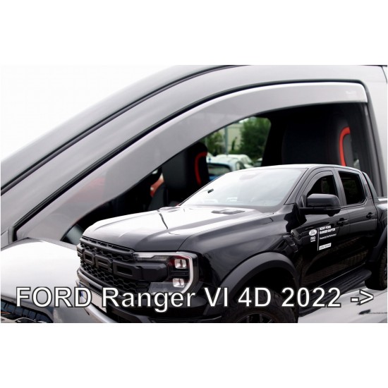 ΑΝΕΜΟΘΡΑΥΣΤΕΣ ΓΙΑ FORD RANGER 4D 2022+ /RAPTOR 2022+  ΣΕΤ ΑΥΤΟΚΙΝΗΤΟΥ ΑΠΟ ΕΥΚΑΜΠΤΟ ΦΙΜΕ ΠΛΑΣΤΙΚΟ HEKO - 4 ΤΕΜ.