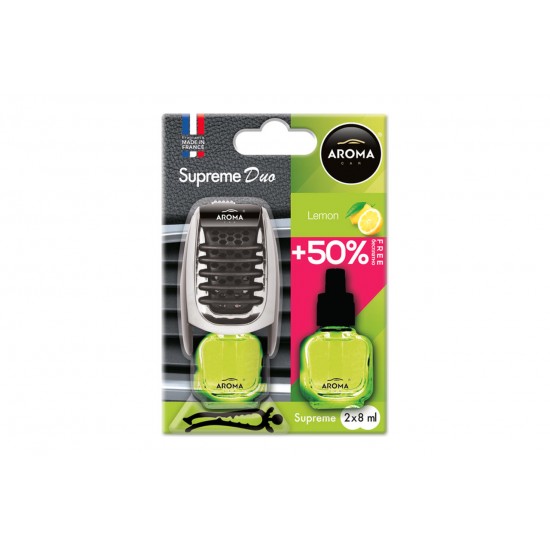 AMiO - Αρωματικό Αεραγωγού Αυτοκινήτου Aroma Supreme Duo Lemon Αεραγωγού με Ρύθμιση Έντασης (+50% Περιεχόμενο) - 1 Τεμ. (A92252/AM)