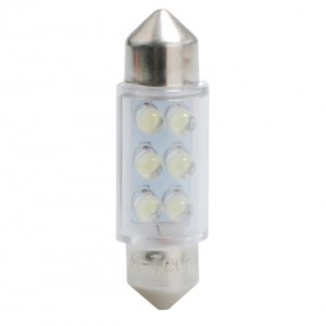 ΛΑΜΠΑΚΙΑ ΠΛΑΦΟΝΙΕΡΑΣ C5W/C10W 12V 0,37W SV8,5 36mm LED 6xFlux 3mm ΠΡΑΣΙΝΟ   M-TECH - 1 ΤΕΜ.