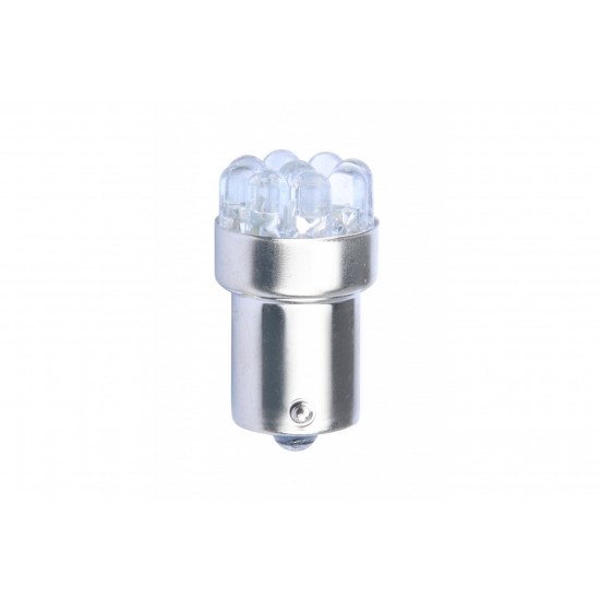 R10W 12V BA15s LED 9xFlux 5mm ΜΟΝΟΠΟΛΙΚΟ ΛΕΥΚΟ M-TECH - 1 τεμ.