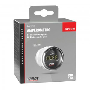 ΑΜΠΕΡΟΜΕΤΡΟ ΨΗΦΙΑΚΟ ΜΑΥΡΟ ΜΕ ΛΕΥΚΟ ΦΩΣ BLACK DIGITAL SERIES 9-32V 52mm